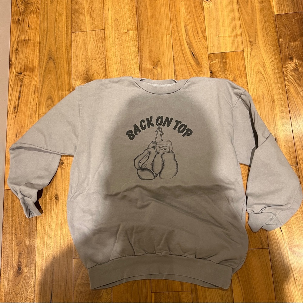 Heavy Manners Gray Sweatshirt with Boxing Gloves Graphic